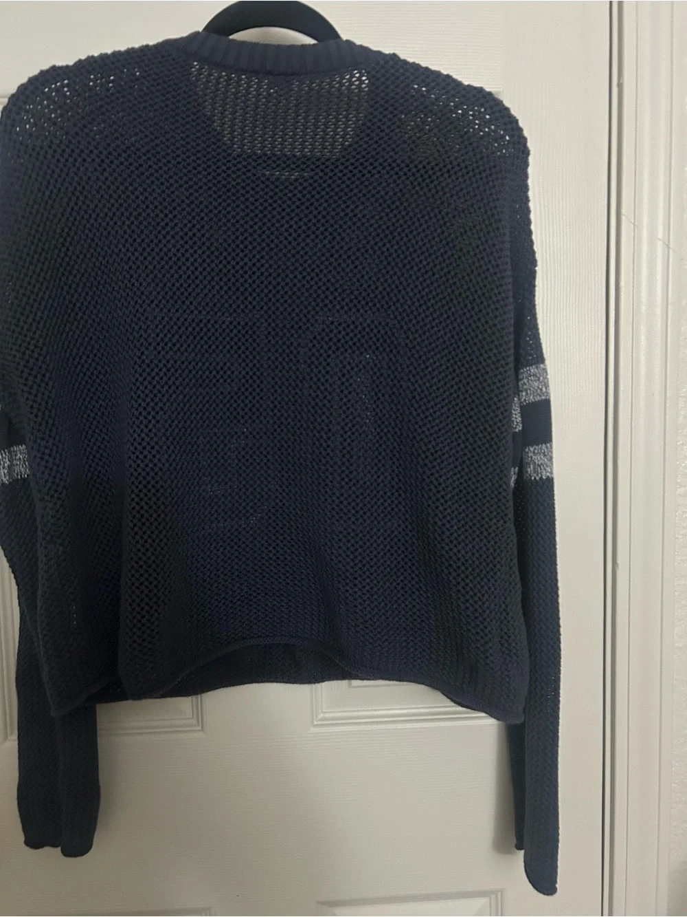 Arizona Jean Company Navy Mesh Crewneck Sweater with Silver '05'